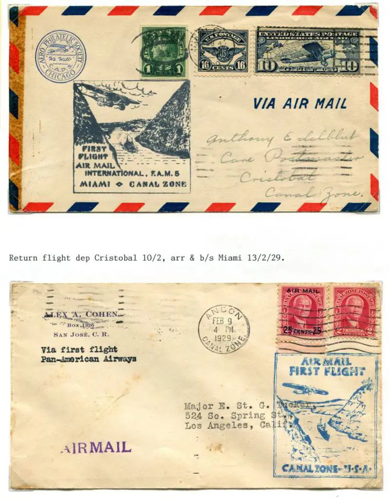 1929 (4th & 9th Feb) Miami to Canal Zone first ... Image 1++