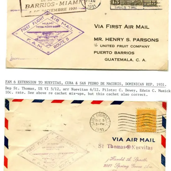 1931 (4th & 5th Dec) FAM 5 route extension to ...