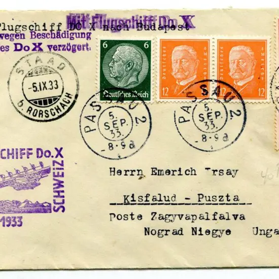 1933 (5th Sept) Passau to Altenrhein last flight ...