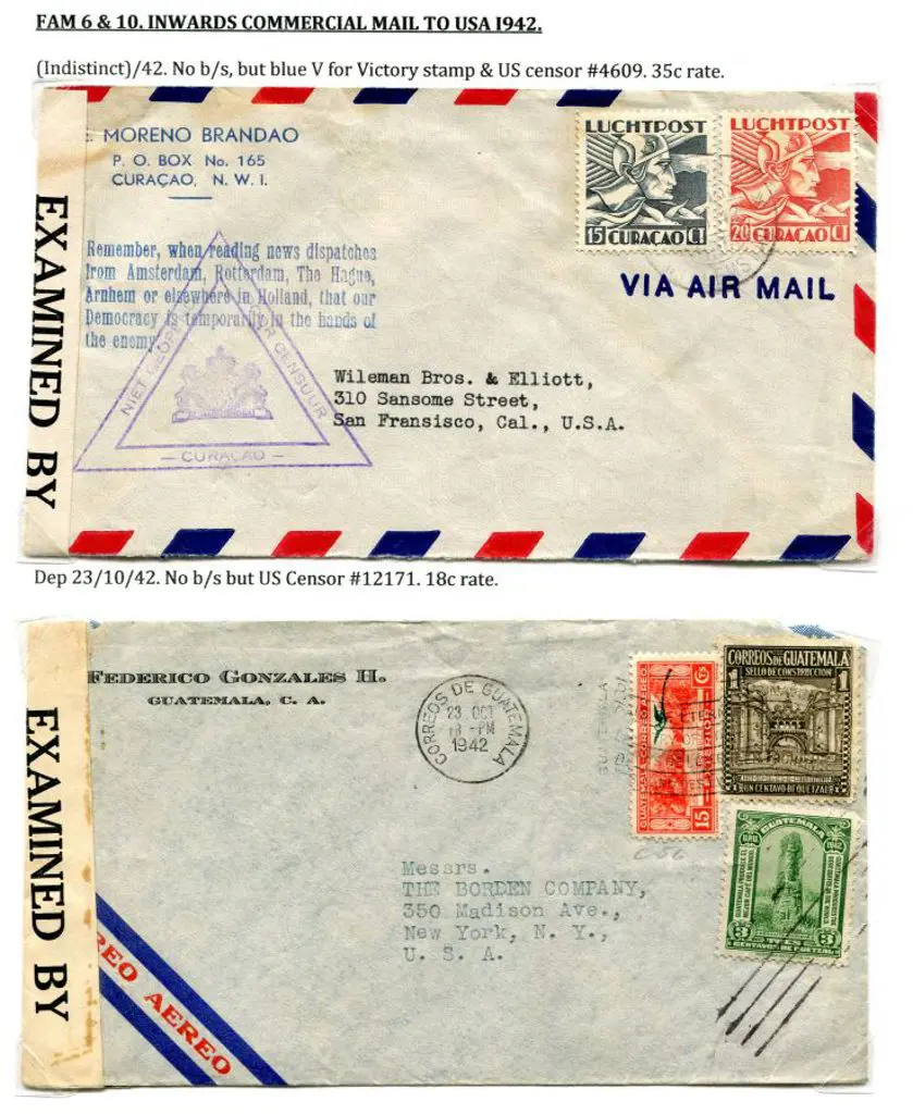1942 (23rd Nov) FAM 6 & 10 inwards commercial mail ... Image 1++