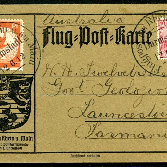 1912 (12th June) Commem airmail postcard used at ...