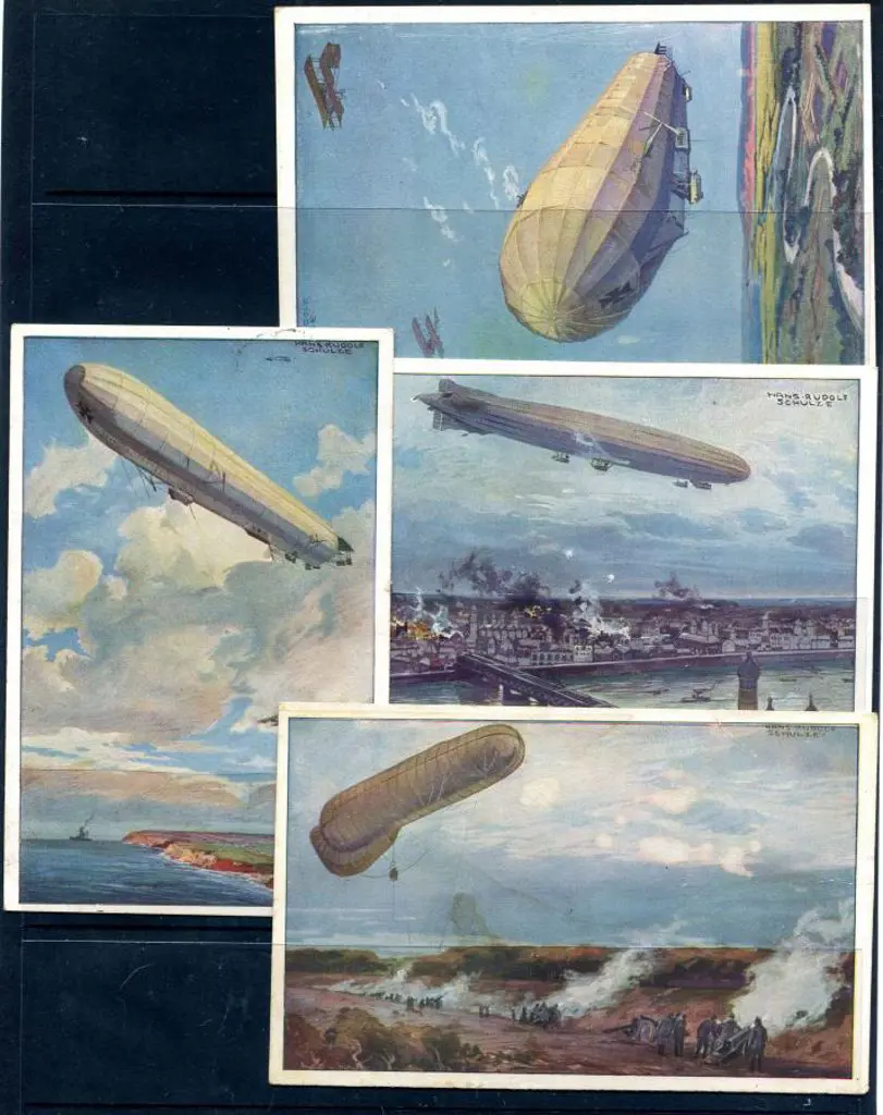 1915 Hand coloured Zeppelin airship colour ... Image 1++