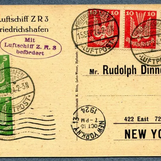 1924 (15th Sept) First Zeppelin flight to New York ...