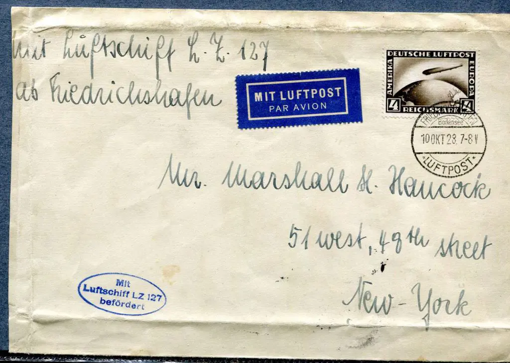 1928 (11th Aug) Friedrichshafen (Bodensee) to New ... Image 1++
