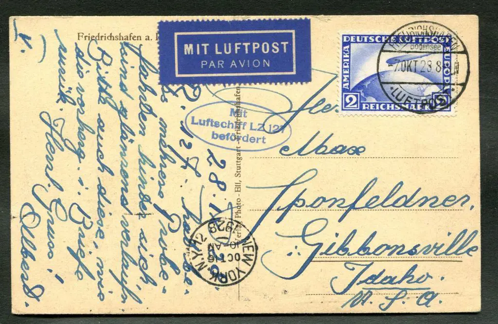 1928 (7th Oct) "Graf Zeppelin" 1928 card with ... Image 1++