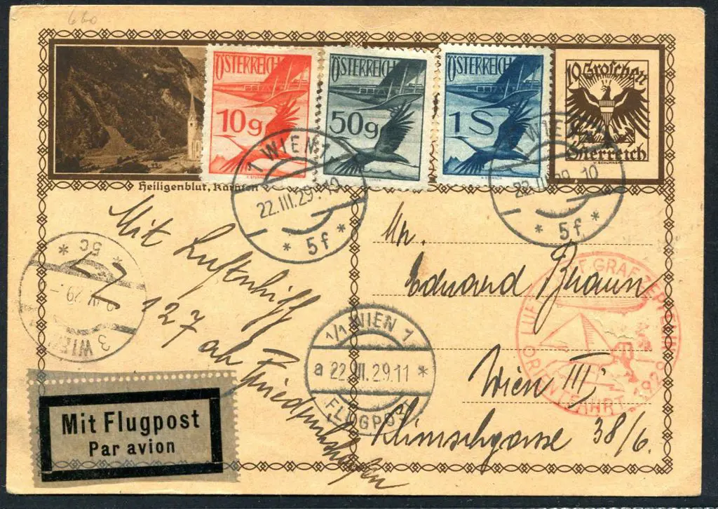 1929 (22nd Mar) Orient Flight 10g uprated Austria ... Image 1++