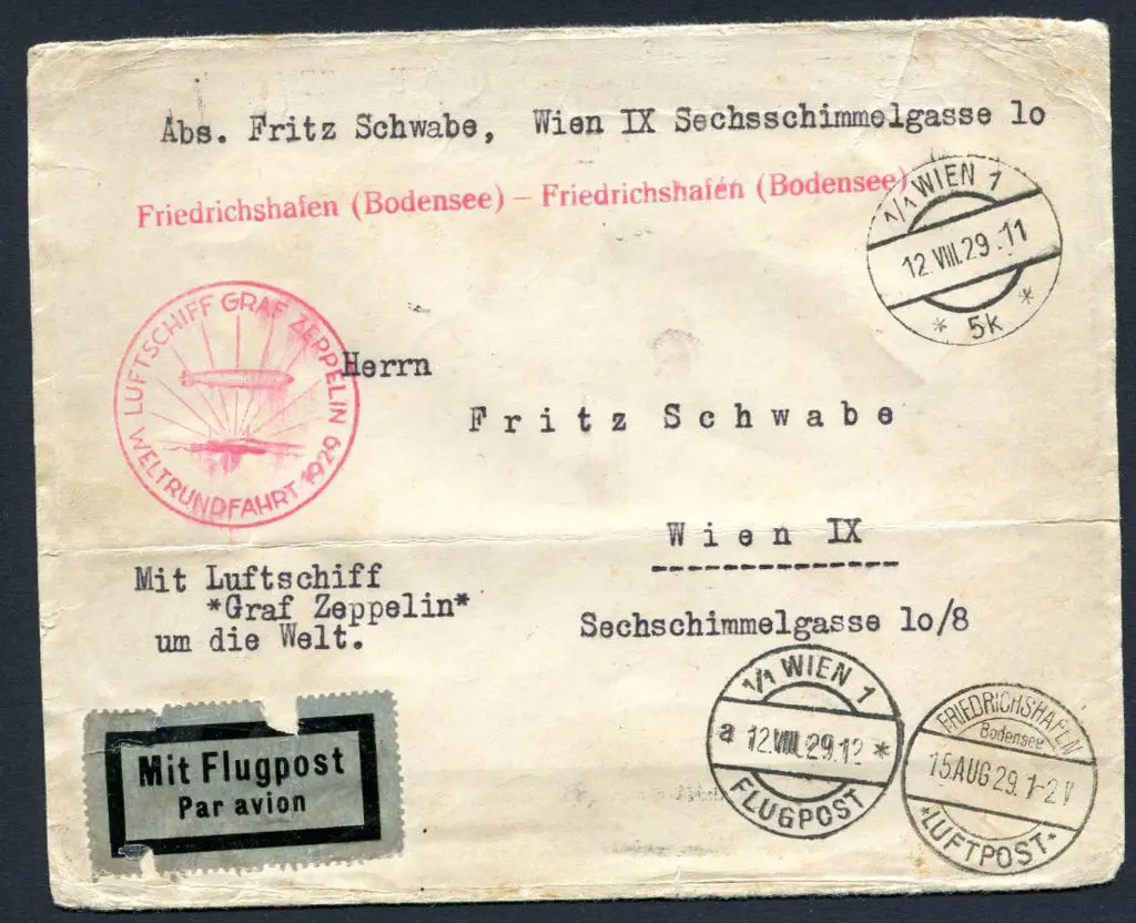1929 (12th Aug) Round the World cover with Austria ... Image 1++