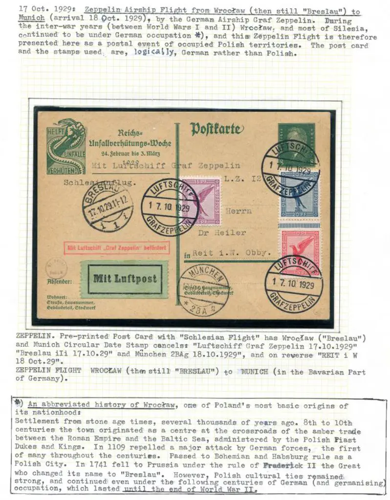 1929 (17th Oct) "Schlesian Flight" 8pf postcard ... Image 1++