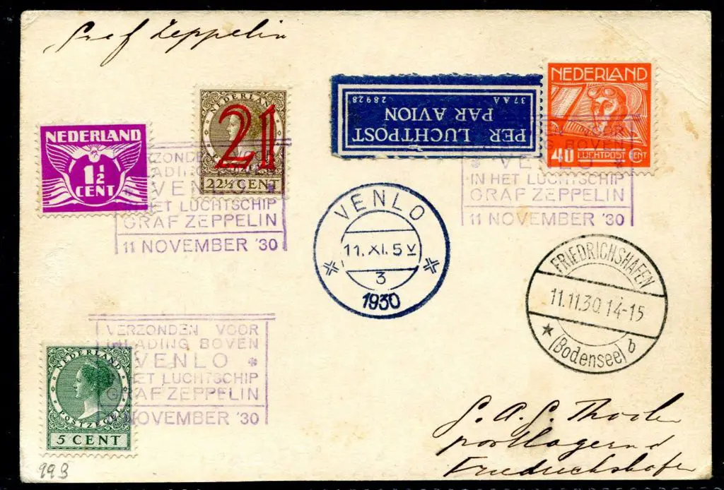 1930 (11th Nov) Graff Zeppelin Venlo to ... Image 1++