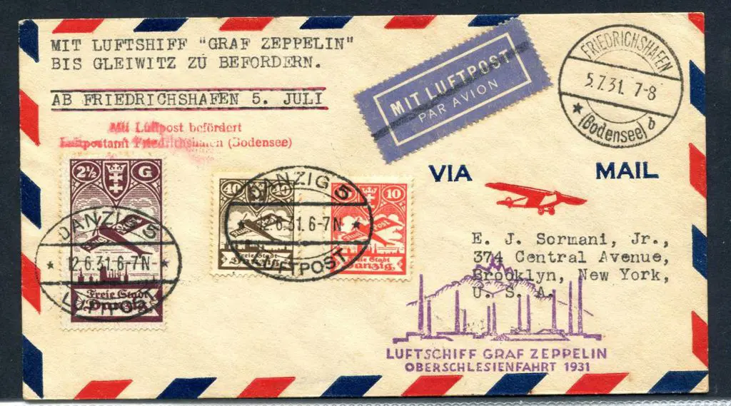 1931 (5th July) "Upper Silesia" cover with Danzig ... Image 1++