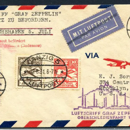 1931 (5th July) "Upper Silesia" cover with Danzig ...