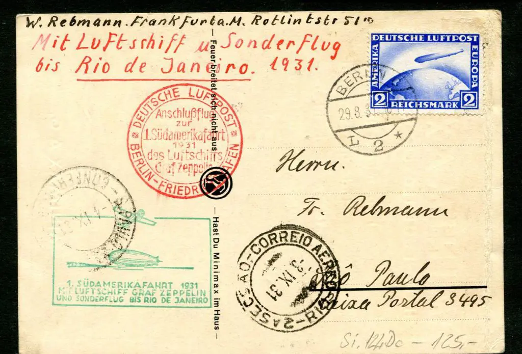 1931 (29th Aug) "1 Sudamerikafahrt Graf Zeppelin ... Image 1++