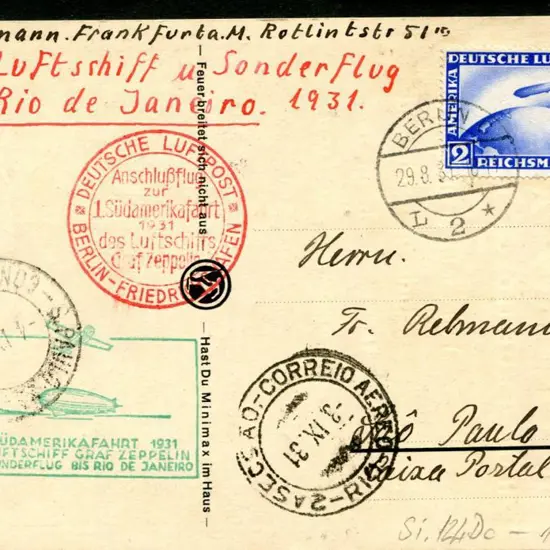 1931 (29th Aug) "1 Sudamerikafahrt Graf Zeppelin ...