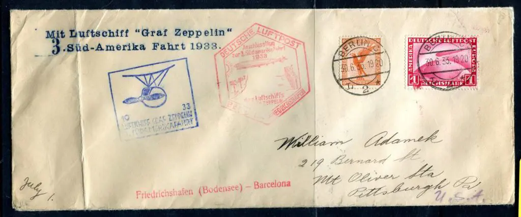 1933 (1st July) Berlin to USA via Barcelona. Long ... Image 1++