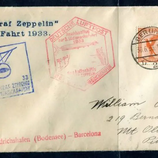 1933 (1st July) Berlin to USA via Barcelona. Long ...