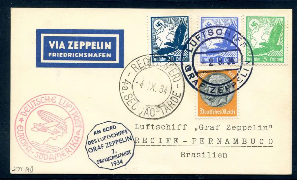 1934 (2nd Sept) Germany to Brazil on Graf Zeppelin ... Image 1++