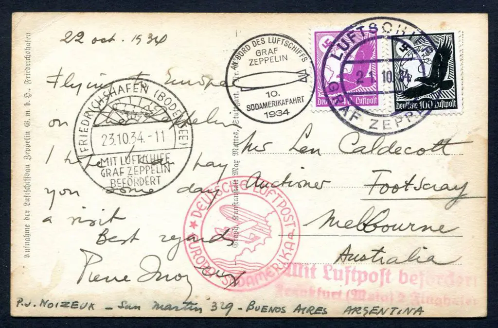 1934 (21st Oct) LZ127 Graf Zeppelin photo postcard ... Image 1++