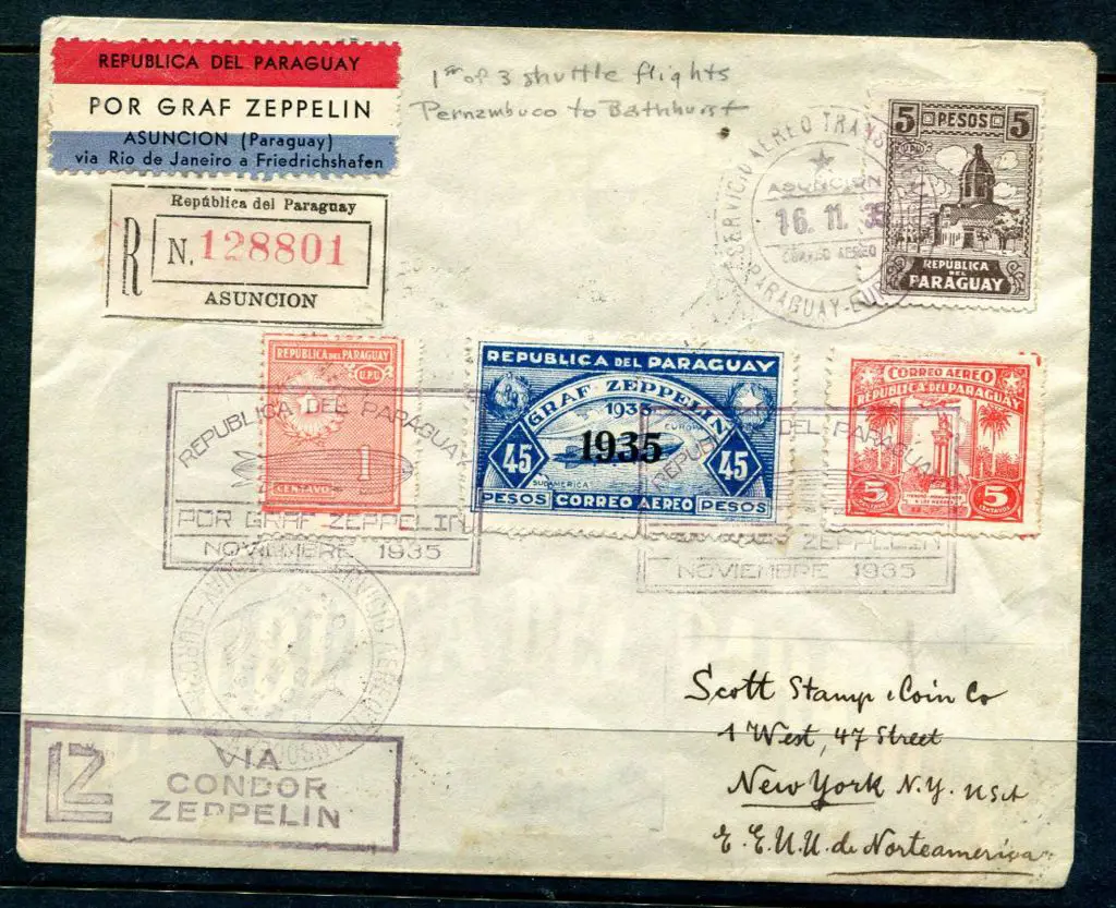 1935 (16th Nov) Paraguay to New York Sixteenth ... Image 1++