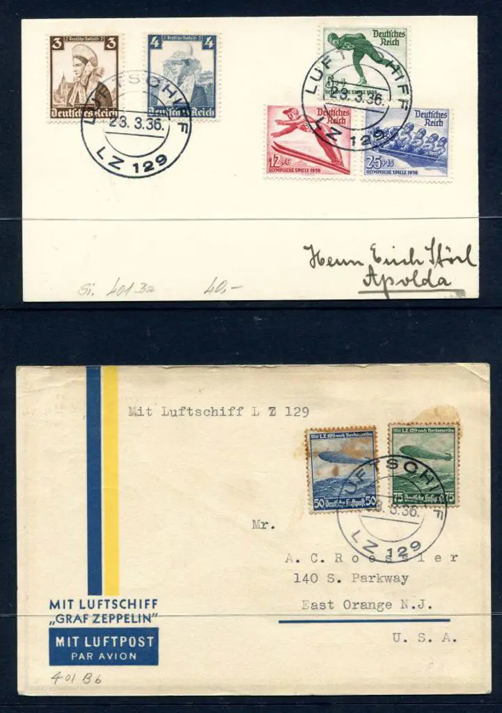 1936 (23rd Mar) "Hindenburg" plain card with 5 ... Image 1++