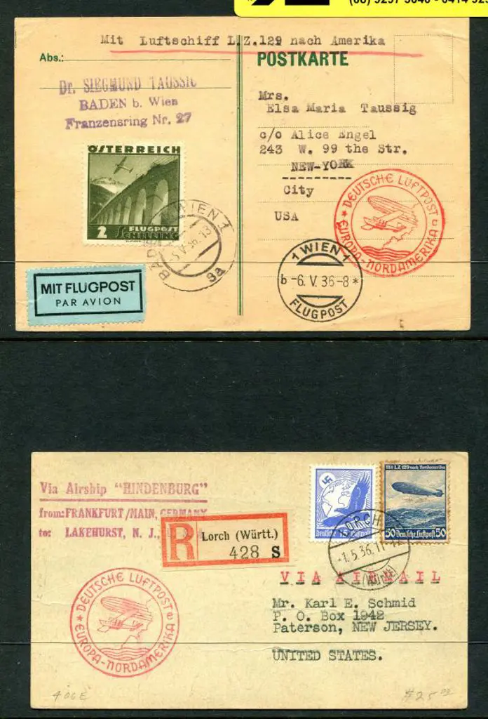 1936 (6th May) "Hindenburg" First North America ... Image 1++