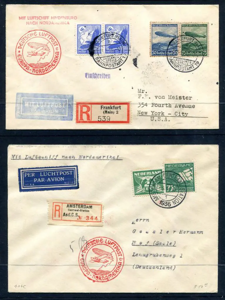 1936 (6th May) "Hindenburg" Registered Amsterdam ... Image 1++