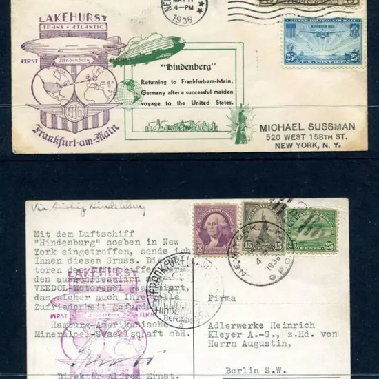 1936 (6th May) "Hindenburg" return from New York ...