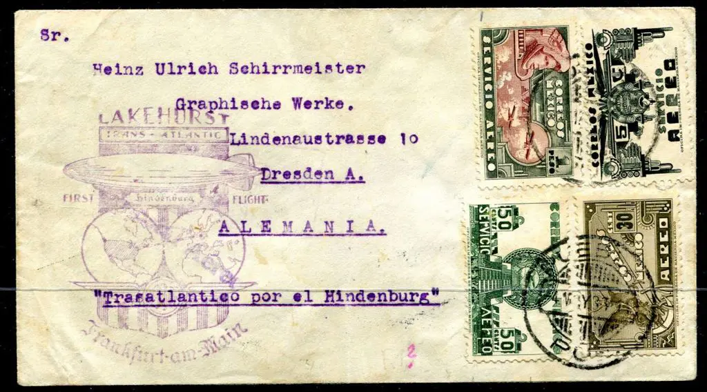 1936 (6th May) "Hindenburg" First North America ... Image 1++
