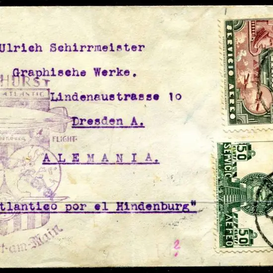 1936 (6th May) "Hindenburg" First North America ...