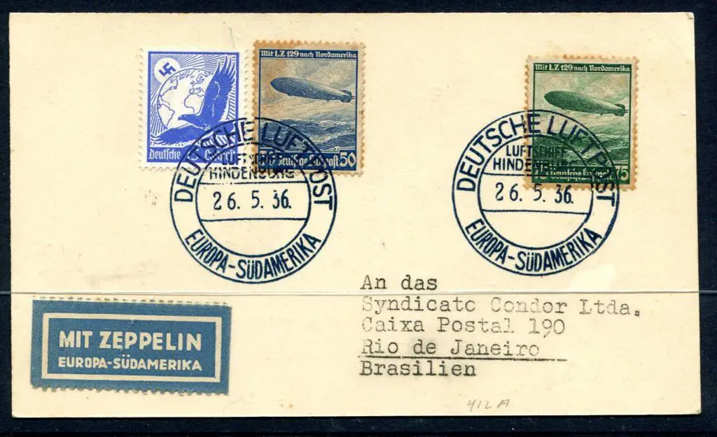 1936 (25th May) "Hindenburg" Fifth South America ... Image 1++