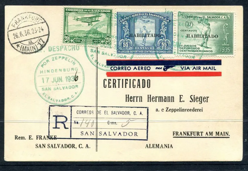 1936 (16th June) "Hindenburg" El Salvador ... Image 1++