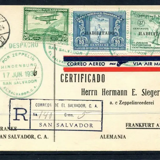 1936 (16th June) "Hindenburg" El Salvador ...