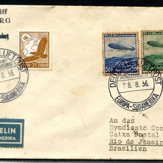 1936 (28th Aug) "Hindenburg" twelfth South America ...