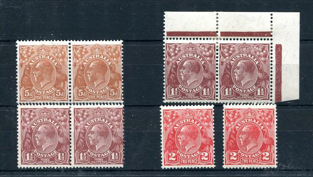 KGV 1½d brown, CofA, plate dot upper right pair & ... Image 1++