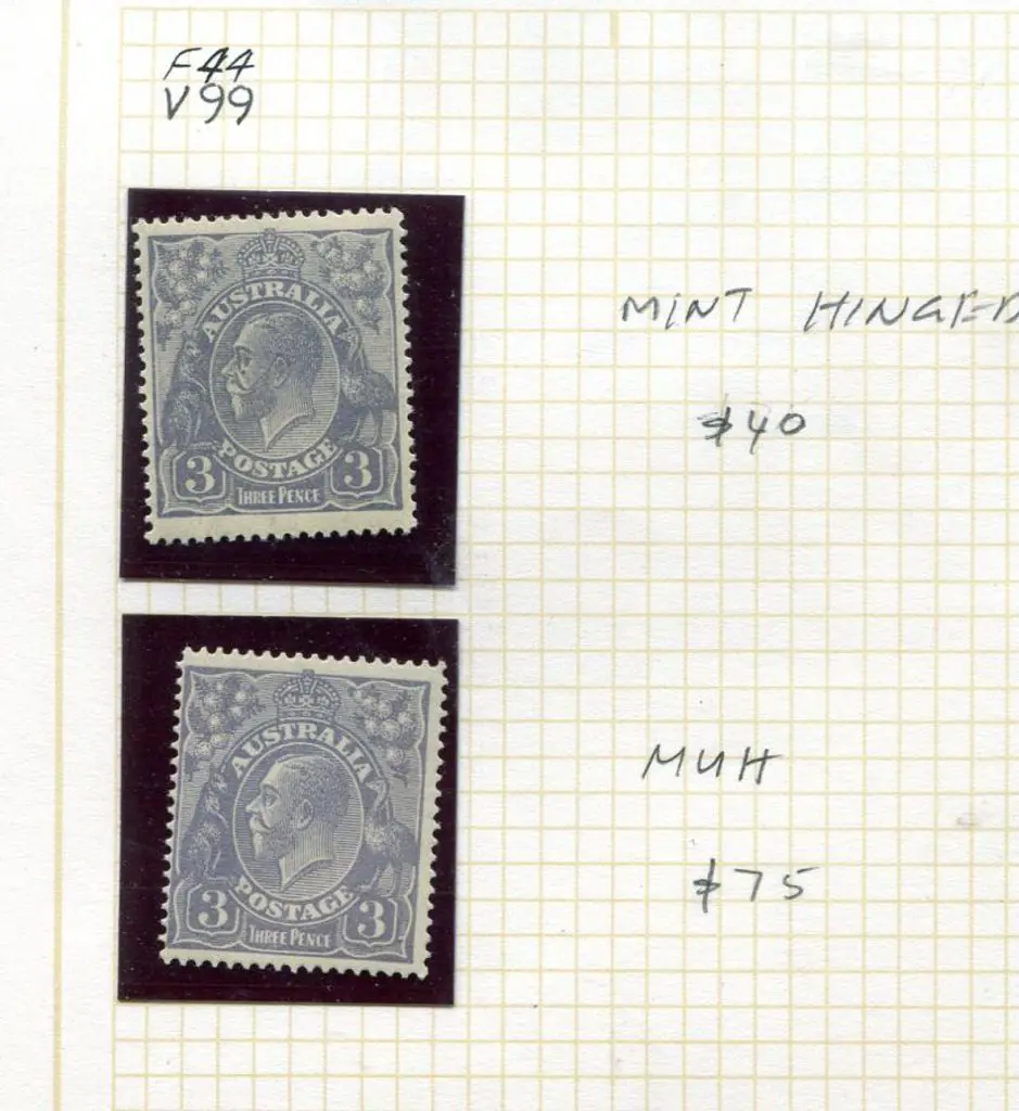 KGV 3d blue single wmk MUH example (off centre), ... Image 1++