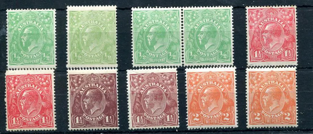KGV Single wmk MLH group with varieties incl ½d ... Image 1++
