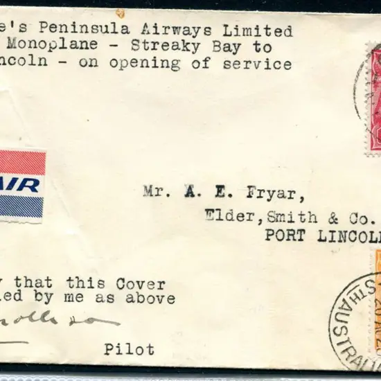 1929 (19th Aug) ditto but Streaky Bay to Port ...