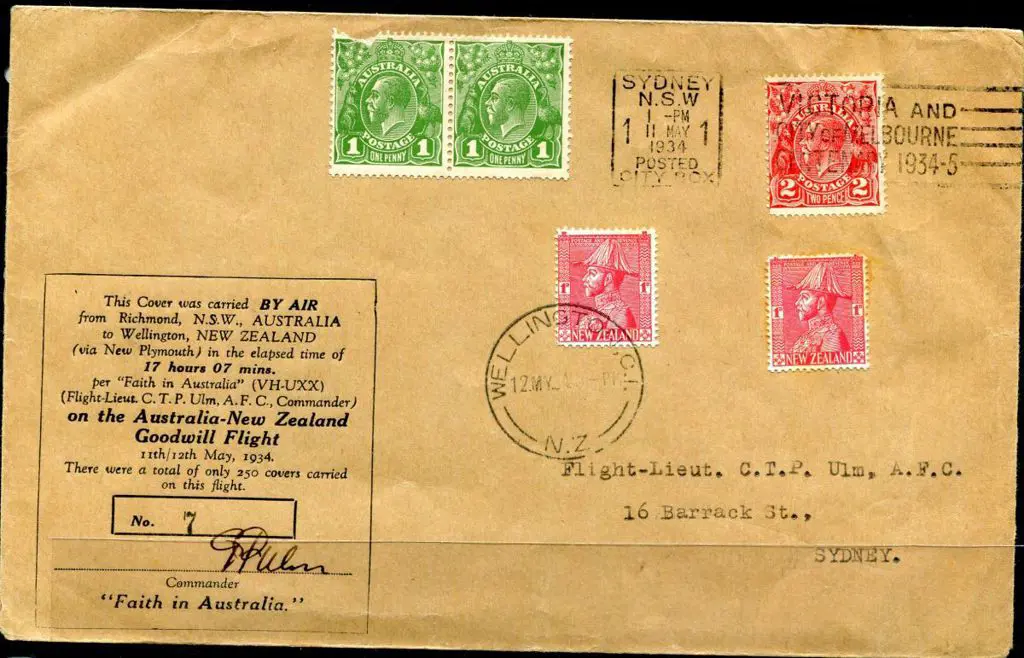 1934 (11th May) Australia to NZ "Goodwill flight" ... Image 1++