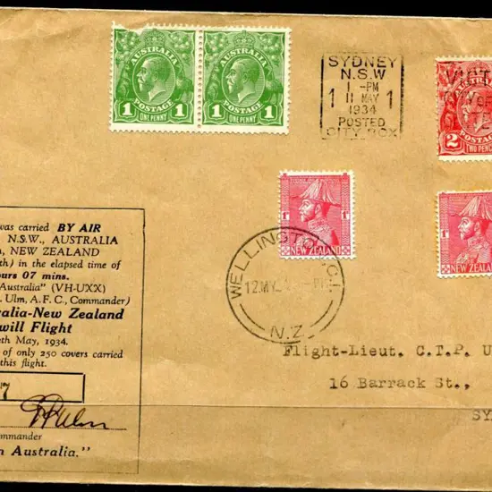 1934 (11th May) Australia to NZ "Goodwill flight" ...