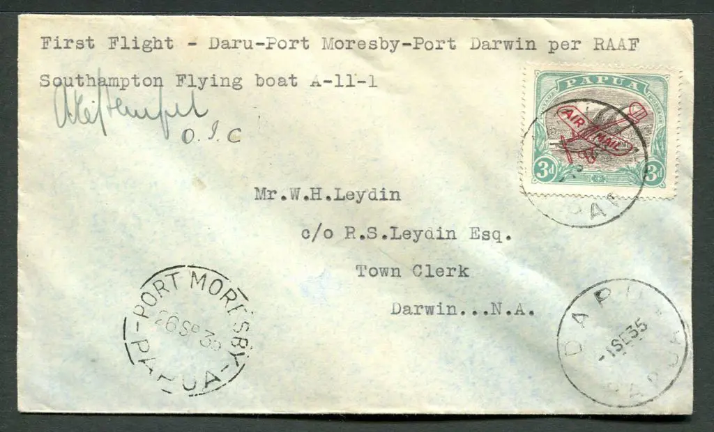 1935 (1st Sept) Daru to Darwin special mail by ... Image 1++