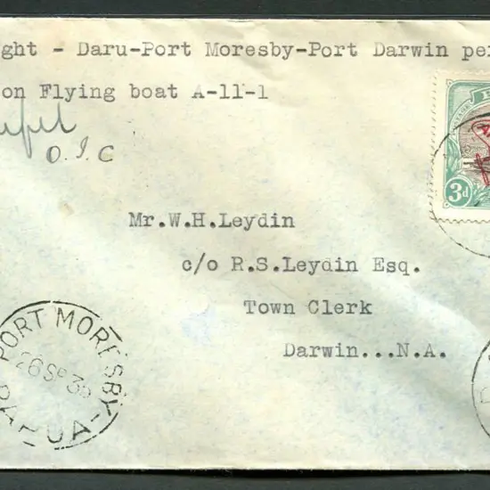 1935 (1st Sept) Daru to Darwin special mail by ...