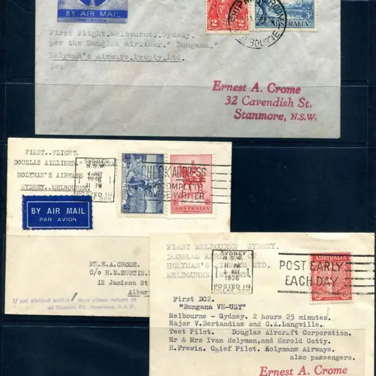 1936 (26th Apr) Melbourne to Sydney Test Flight ...