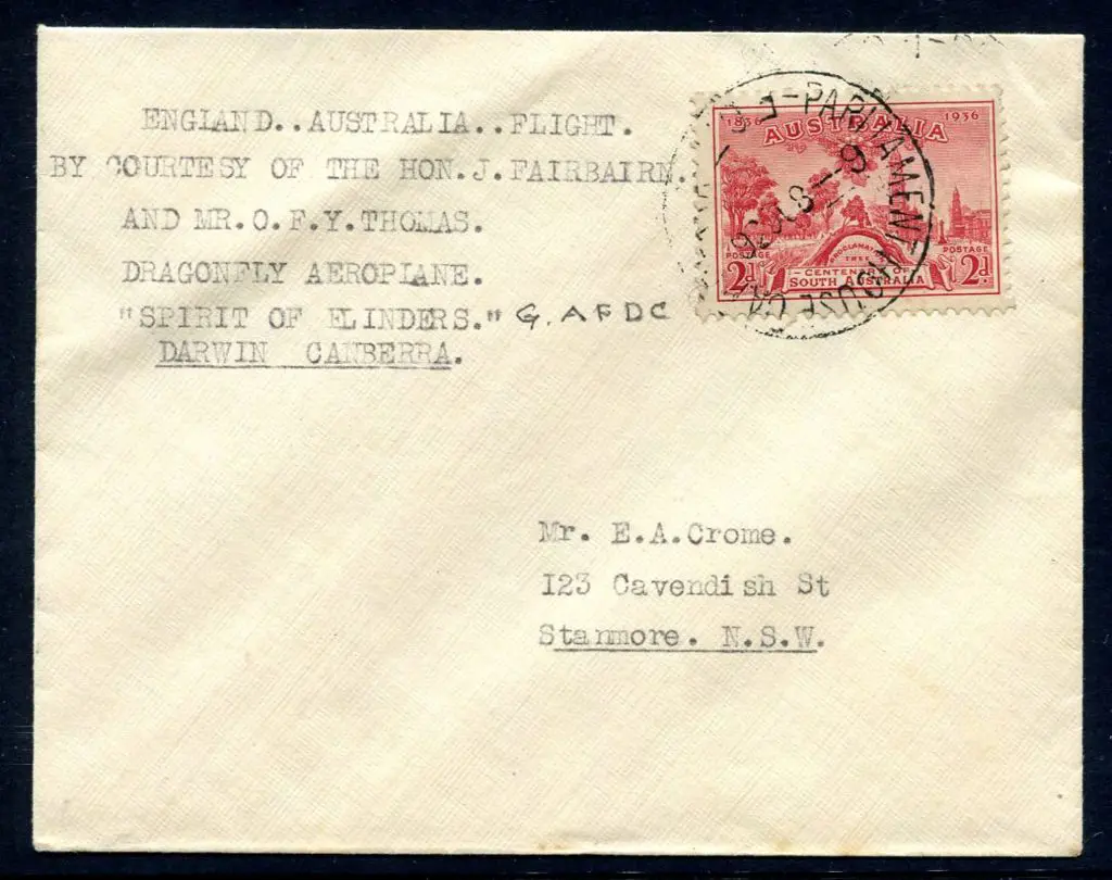 1936 (14th Sept) England to Australia per "Spirit ... Image 1++