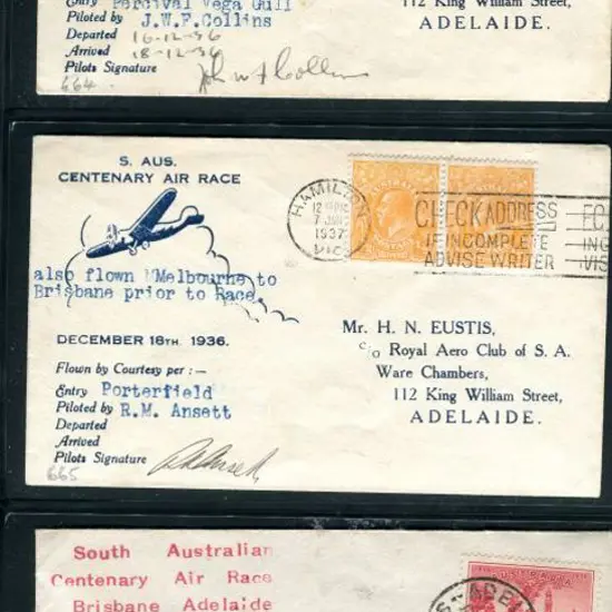1936 (16th Dec) Brisbane to Adelaide South ...