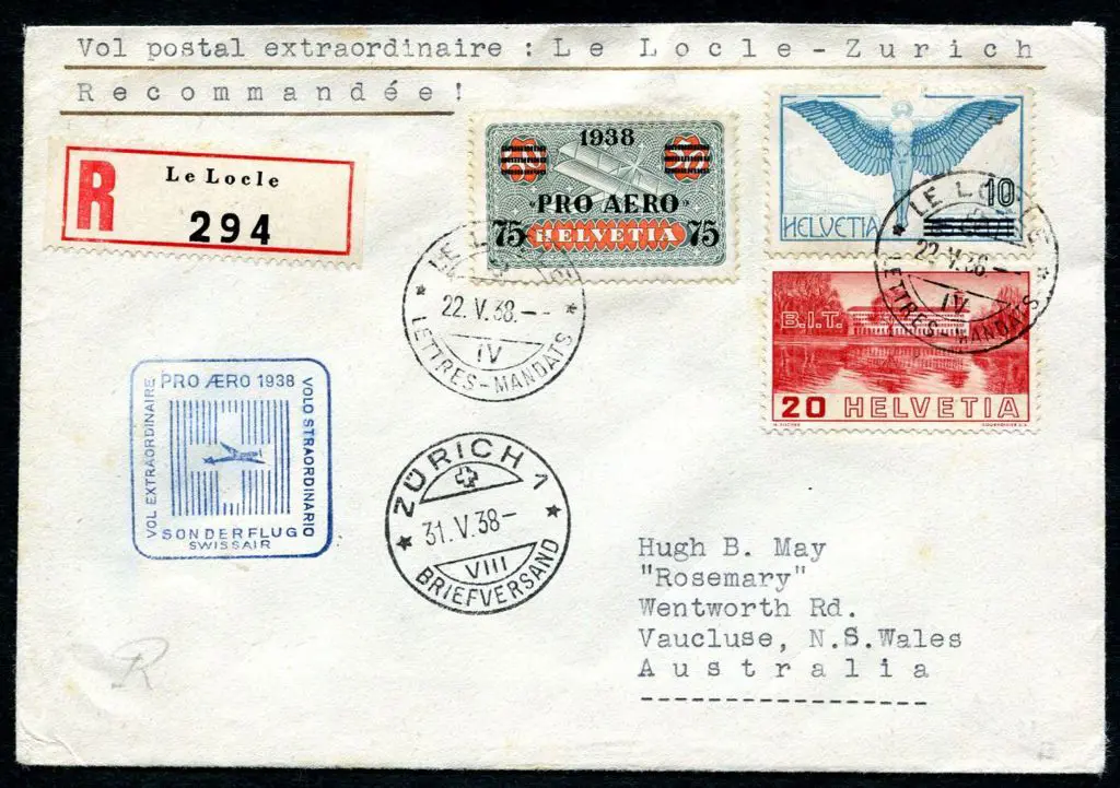 1938 (5th May) Incoming Swiss registered "Pro ... Image 1++