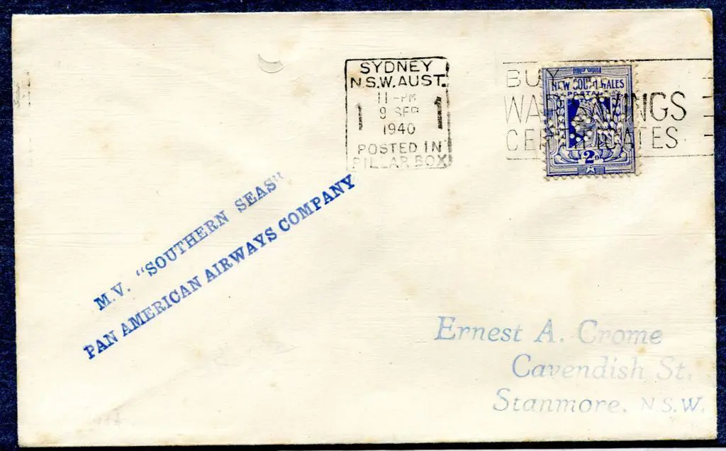 1940 (9th Sept) "M.V. "Southern Seas" Pan American ... Image 1++