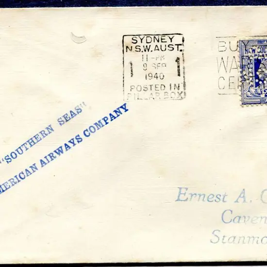 1940 (9th Sept) "M.V. "Southern Seas" Pan American ...