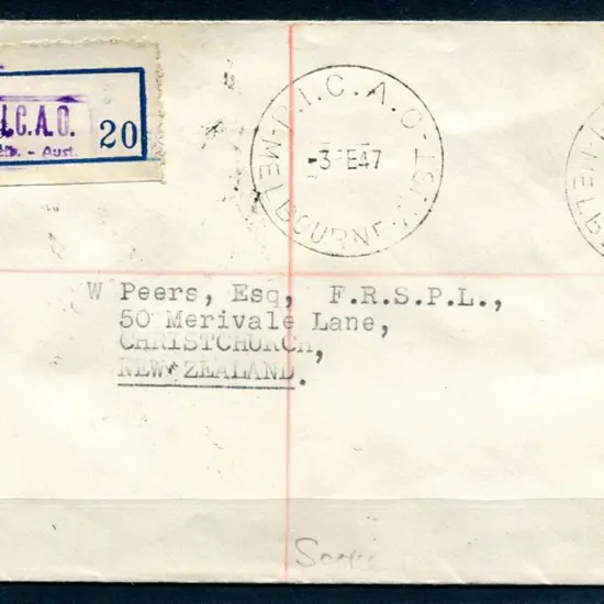 1947 (3rd Feb) "PICAO Melb-Aust" provisional h/s ...