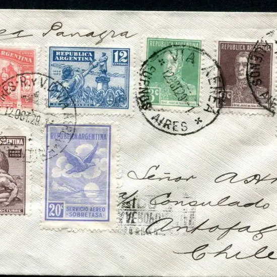 Argentina 1929 (12th Oct) Argentina to Chile ...