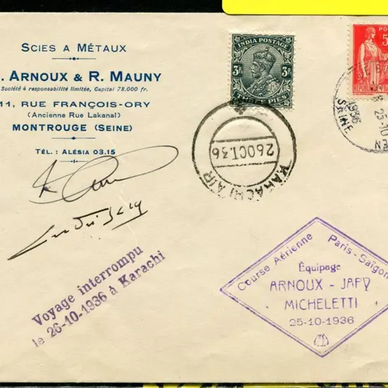 France 1936 (25th Oct) Paris to Saigon Air Race ...