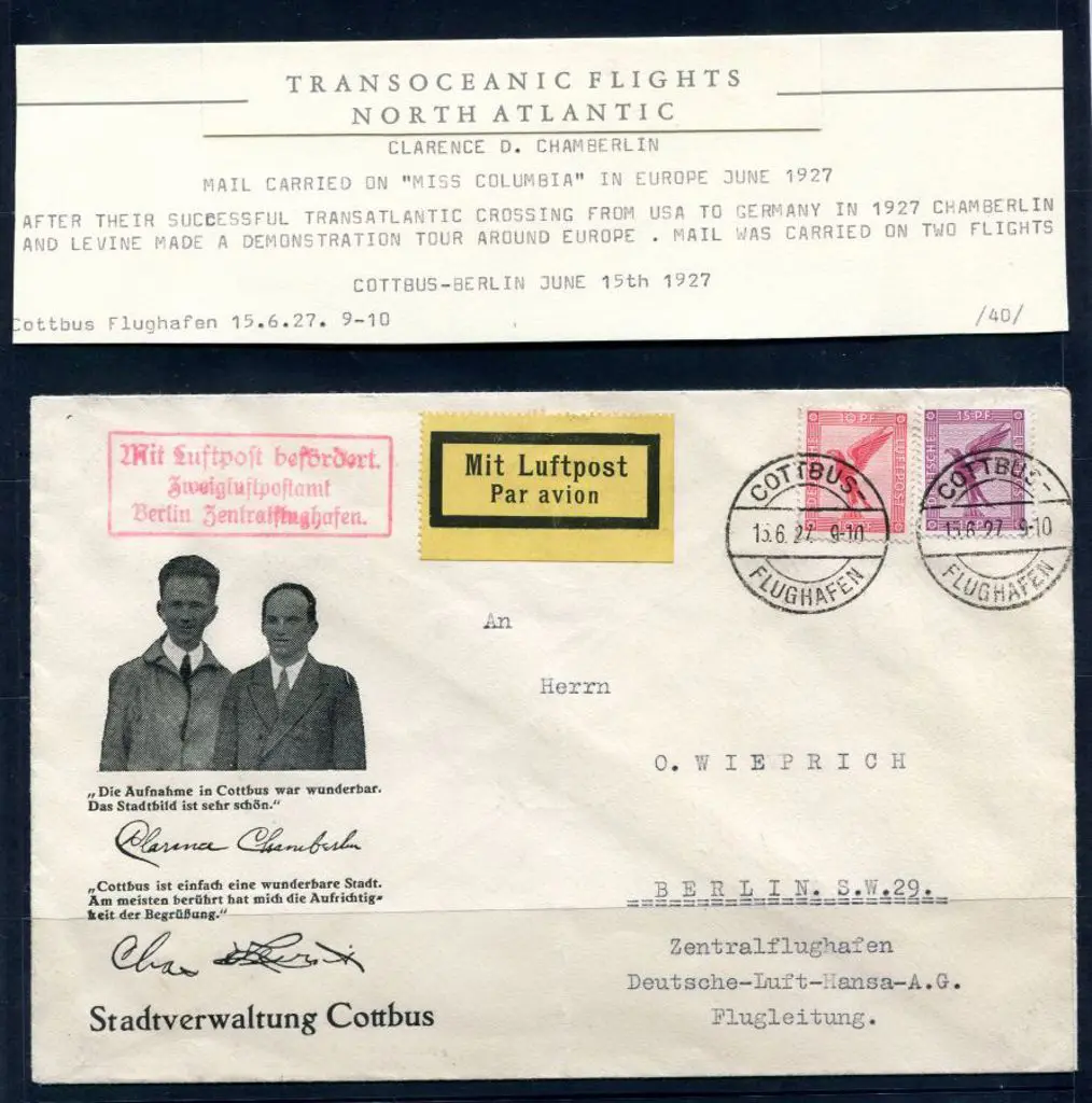 Germany 1927 (15th June) Cottbus to Berlin carried ... Image 1++